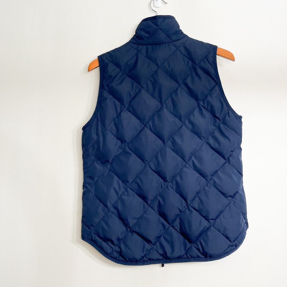 J Crew Women's Quilted Down Vest Sz S Navy Blue Full Zip Pockets Basic Outdoor - Picture 6 of 11